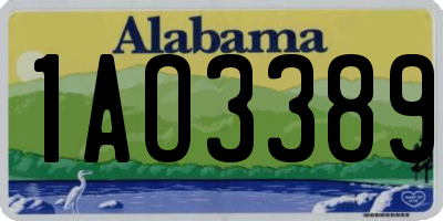 AL license plate 1AO3389