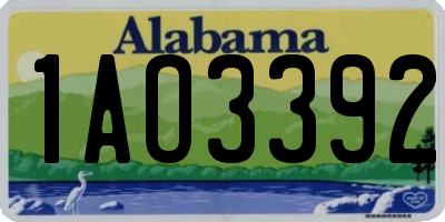AL license plate 1AO3392