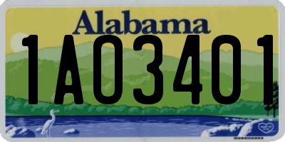 AL license plate 1AO3401