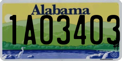 AL license plate 1AO3403