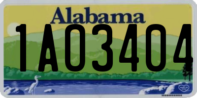 AL license plate 1AO3404