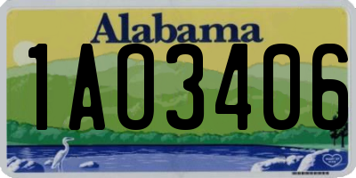 AL license plate 1AO3406