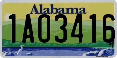 AL license plate 1AO3416