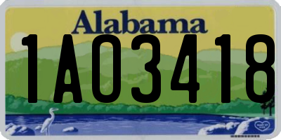 AL license plate 1AO3418