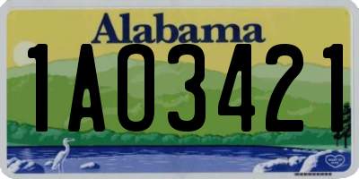 AL license plate 1AO3421
