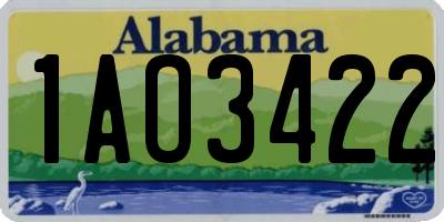 AL license plate 1AO3422