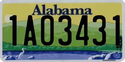 AL license plate 1AO3431