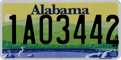 AL license plate 1AO3442