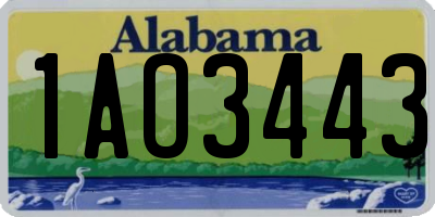 AL license plate 1AO3443