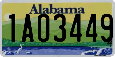 AL license plate 1AO3449