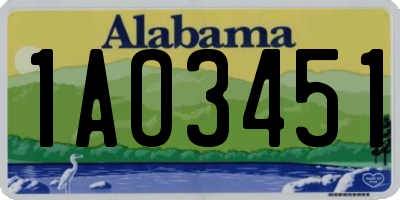 AL license plate 1AO3451