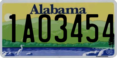 AL license plate 1AO3454