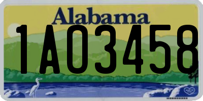 AL license plate 1AO3458