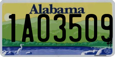 AL license plate 1AO3509