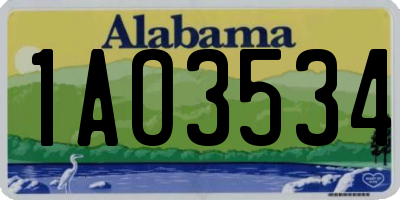 AL license plate 1AO3534