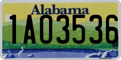 AL license plate 1AO3536