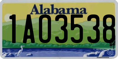 AL license plate 1AO3538