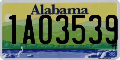 AL license plate 1AO3539