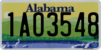 AL license plate 1AO3548