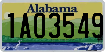 AL license plate 1AO3549