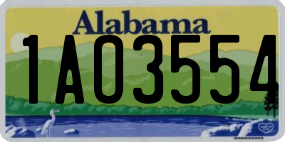 AL license plate 1AO3554