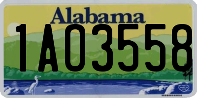 AL license plate 1AO3558