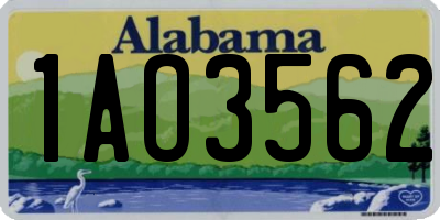 AL license plate 1AO3562