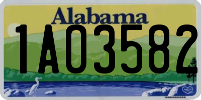 AL license plate 1AO3582