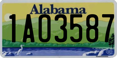 AL license plate 1AO3587