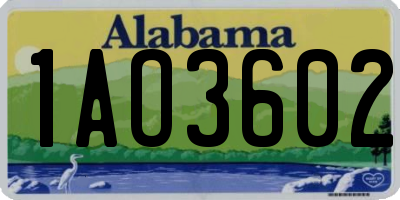 AL license plate 1AO3602