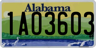 AL license plate 1AO3603