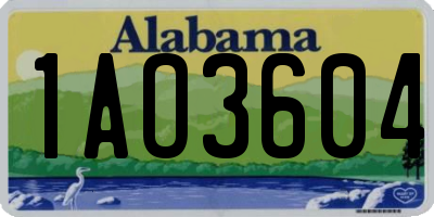 AL license plate 1AO3604