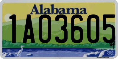 AL license plate 1AO3605
