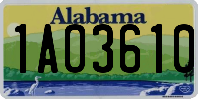 AL license plate 1AO3610