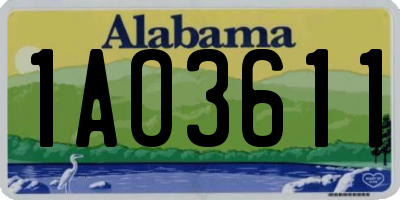 AL license plate 1AO3611