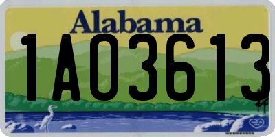 AL license plate 1AO3613