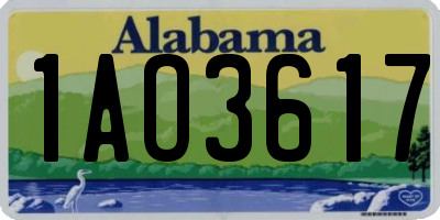 AL license plate 1AO3617