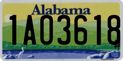 AL license plate 1AO3618