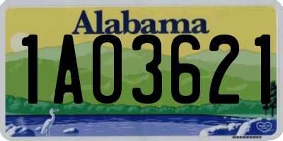 AL license plate 1AO3621