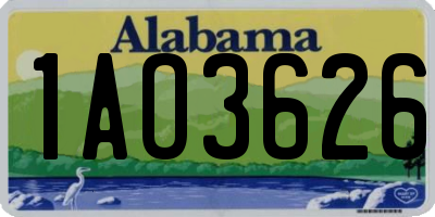 AL license plate 1AO3626