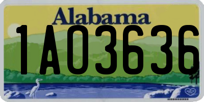 AL license plate 1AO3636