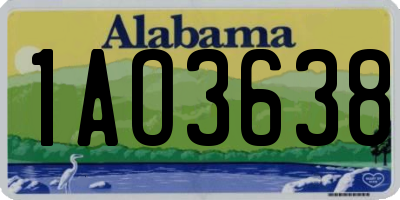 AL license plate 1AO3638