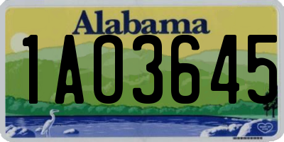 AL license plate 1AO3645