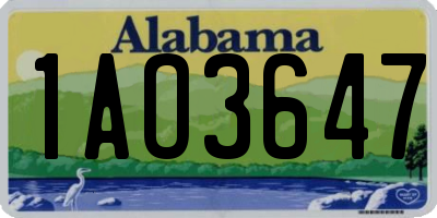 AL license plate 1AO3647