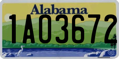 AL license plate 1AO3672