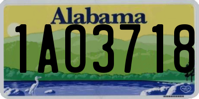 AL license plate 1AO3718