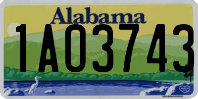 AL license plate 1AO3743