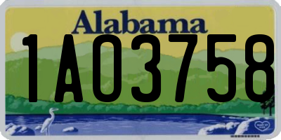 AL license plate 1AO3758