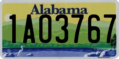 AL license plate 1AO3767