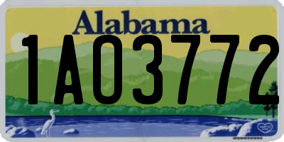 AL license plate 1AO3772